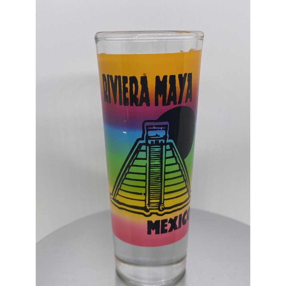 Riviera Maya Mexico Shot Glass Drink Games Mayan Aztec Holiday Keepsake New